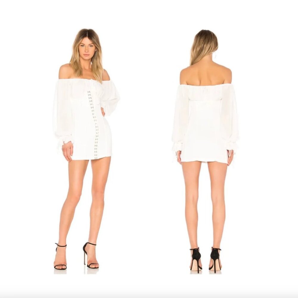 NWT Revolve White Mini Puff Sleeve 2-piece Dress
